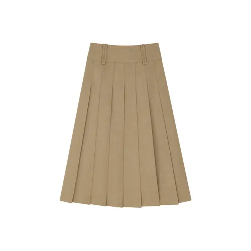 VEGA CHANG SS24 Повседневная длинная юбка женская хаки коричневый