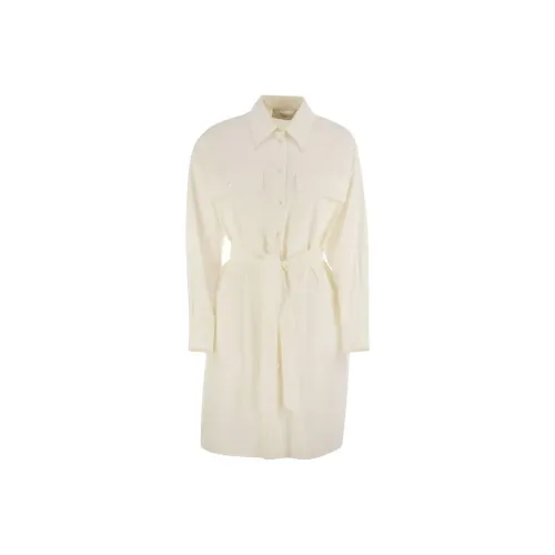 WEEKEND MaxMara Белое Женское Длинное Платье с Рукавами