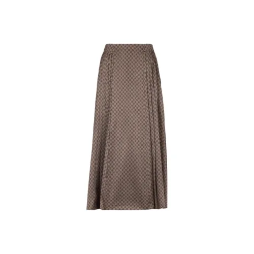 BALMAIN FW23 MINI MONOGRAM Плиссированная Юбка Midi Повседневная Длинная Юбка Женская Коричневая