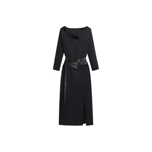 Silky Queen Длинное платье с длинными рукавами женское черное