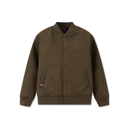 Tommy Hilfiger Хлопковый пуховик оливково-зеленый детский