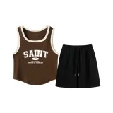 Тёмный кофейный (Преппи Seven Белый Центральный логотип) + Чёрный (Однотонный)