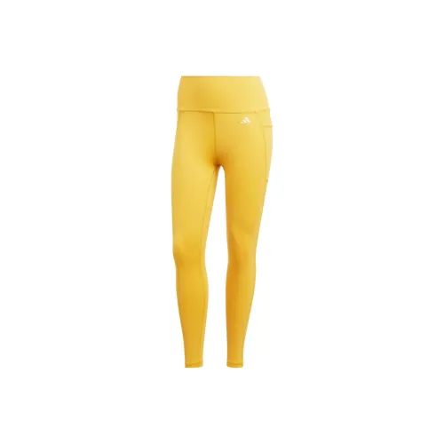 Adidas Optime Stash Карман Высокая посадка 7 8 Леггинсы Спортивные брюки Женские Желтые