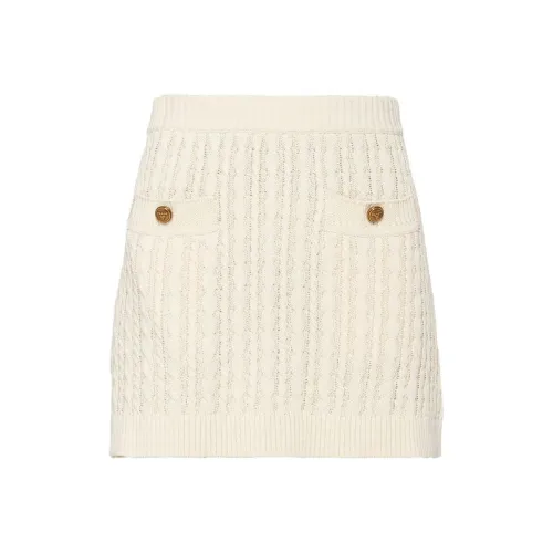 PRADA Слоновая кость Женские Повседневные Короткие Юбки