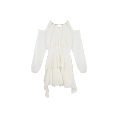 SCCREBEL OFFICIAL Длинное платье с длинными рукавами женское абрикосового цвета