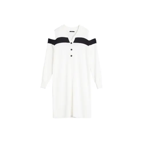 ELLE Длинное платье с длинными рукавами цвет белый