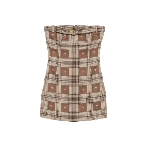 Marine Serre SS25 Без рукавов Платье Женское Светло-коричневое