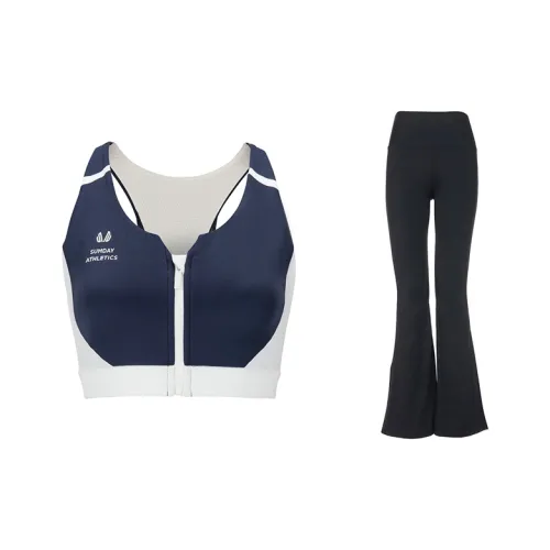 Sumday Athletics Морской синий топ + черные брюки женские повседневные костюмы