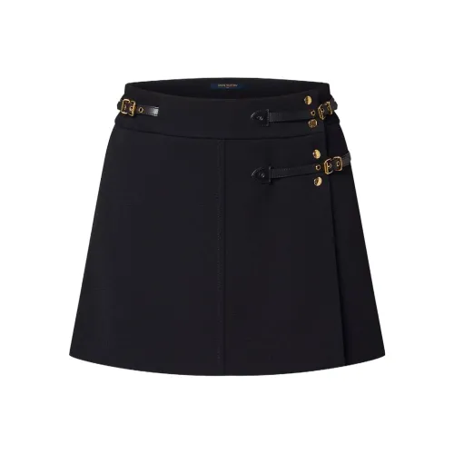 LOUIS VUITTON Кожаные короткие юбки Женские Черный