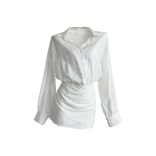 PLANE DRIFT Длинное платье с длинными рукавами женское лунно-белый