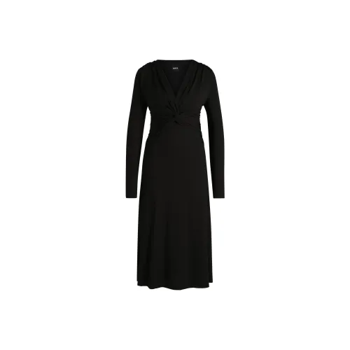 Hugo Boss Длинное платье с длинными рукавами женское черное