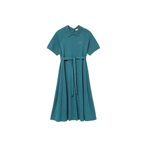 LACOSTE Collaboration Короткое платье с короткими рукавами женское изумрудного цвета