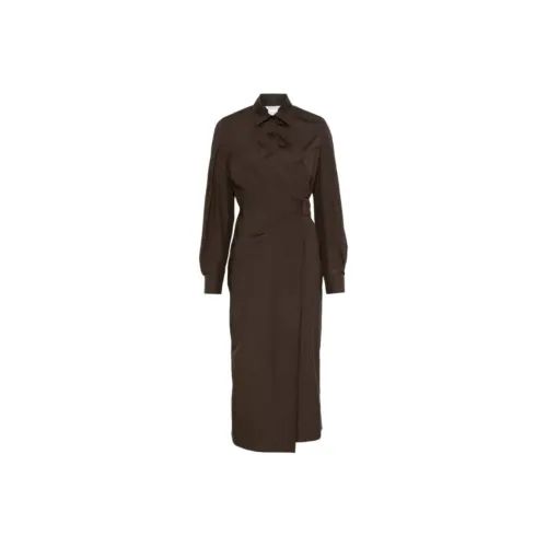 MaxMara Длинное платье с длинными рукавами женское темно-коричневое