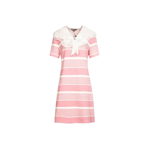 MeetMetro Короткий рукав Платье Женское Розовое