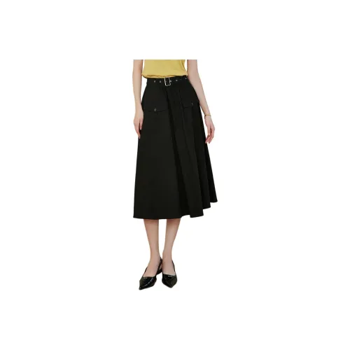 ROEYSHOUSE Повседневный Длинный Юбка Женские Черный
