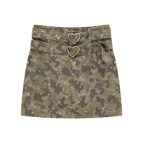 CHUU Зеленый камуфляж Женские Повседневные короткие юбки