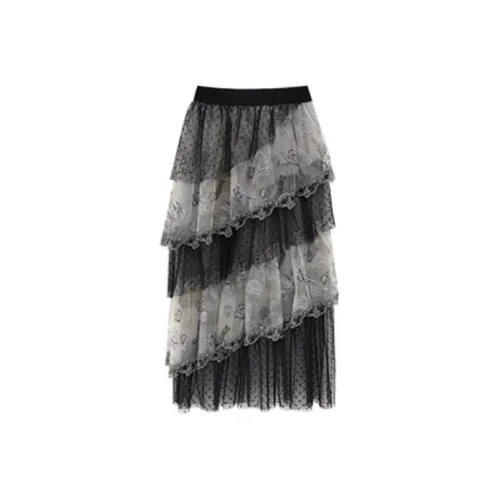 LULUALWAYS Черная Женская Повседневная Длинная Юбка