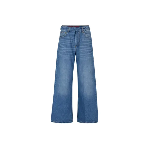 HUGO BOSS OVERSIZE Форма Джинсы с широкими штанинами В середине Синий деним Джинсы Женские Синий