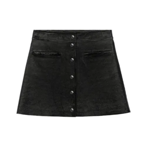 Maje Черные Женские Кожаные Короткие Юбки