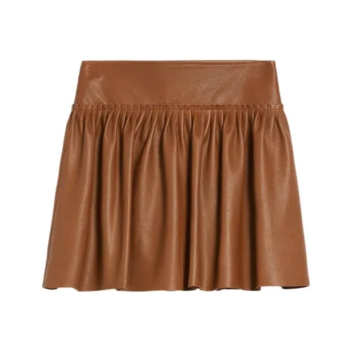MaxMara Кожаные короткие юбки женские умбра