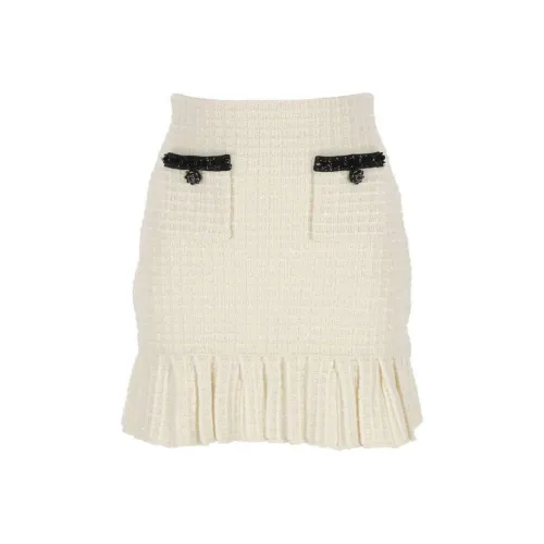 Self Портрет Повседневная Короткая Юбка Женская Кремовая