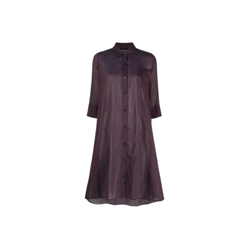 EMPORIO ARMANI Длинное платье с длинными рукавами женское фиолетовое