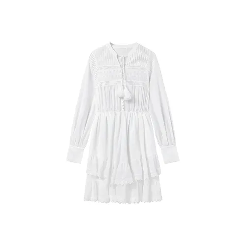 Miss Sixty Длинное платье с длинными рукавами цвет белый