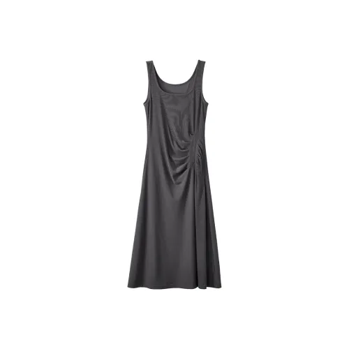 XIANGYING Без рукавов Платье Женское Серое