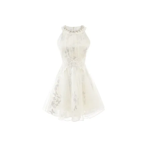 Blovelan Без рукавов Платье Женское Бабочка Серебряный