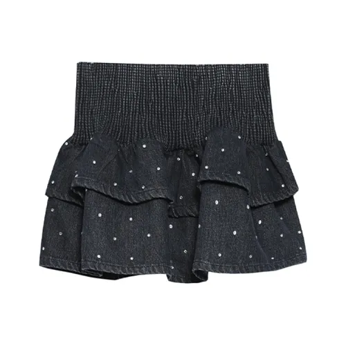 TCH Черная с серебристым логотипом Женская Повседневная Короткая Юбка