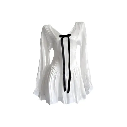 KKX Длинное платье с длинными рукавами женское белое