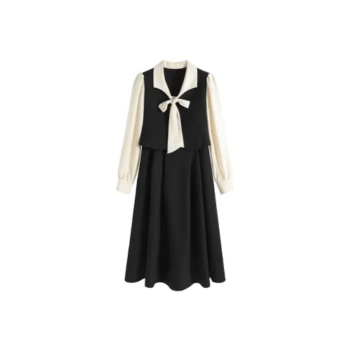 Платье с длинным рукавом женское черное