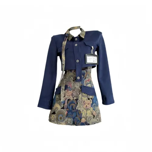 PUREIDOL Длинное платье с длинными рукавами женское темно-синий