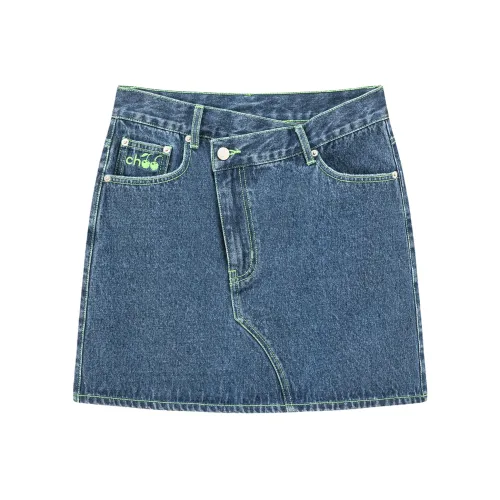 CHUU Темно-джинсовый синий Женские джинсовые короткие юбки