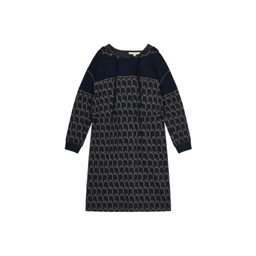 XII BASKET Длинное платье с длинными рукавами женское темно-синий