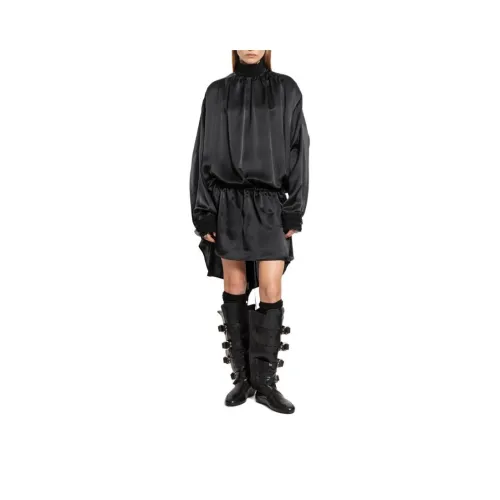 Ann Demeulemeester Длинное платье с длинными рукавами женское черное