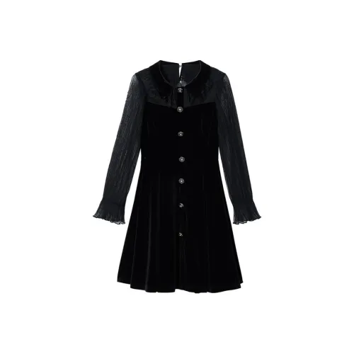 NINE WEST Длинное платье с длинными рукавами женское черное