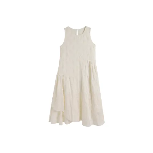 Migu Без рукавов Платье Женское Бежевый Абрикос