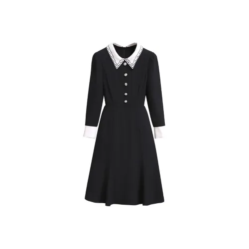 Silky Queen Длинное платье с длинными рукавами женское черное