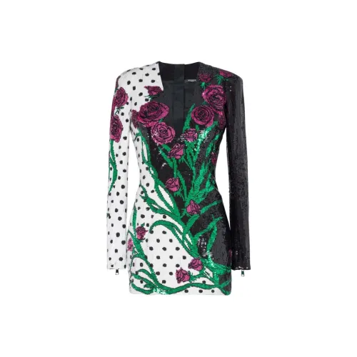 BALMAIN SS24 Длинное платье с длинными рукавами женское многоцветное