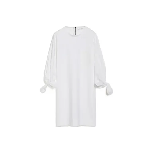 MaxMara SS25 Длинное Платье с Длинными Рукавами Женское Белое