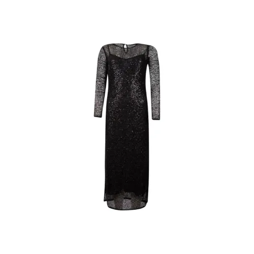 PINKO Длинное платье с длинными рукавами женское черное