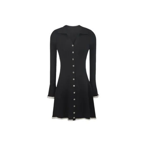 Dear Zhazha Длинное платье с длинными рукавами женское черное