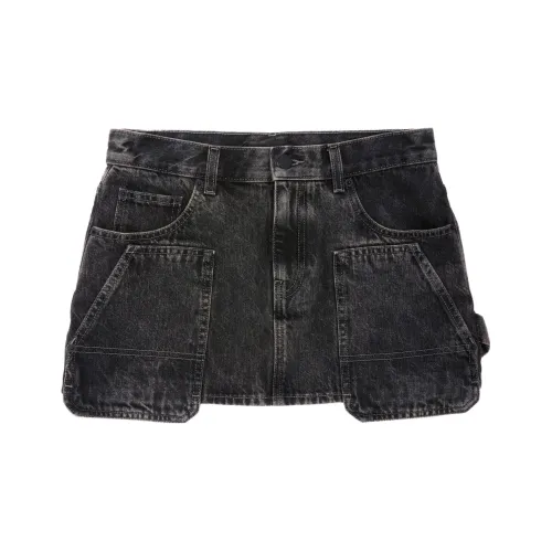 Helmut Lang Промытый Уголь Женские Джинсовые Короткие Юбки