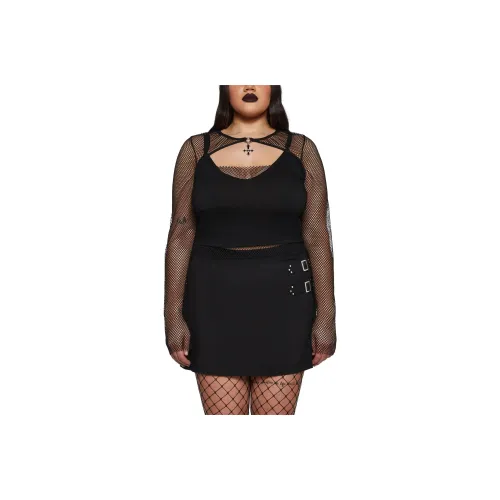 Dolls Kill Widow Plus Drive Me Crazy Топ And Shrug Комплект Повседневный Костюм Женский Черный Черный