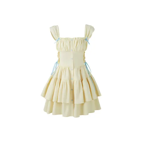 Ning Cai Yuer Slip Платье Женское Желтое