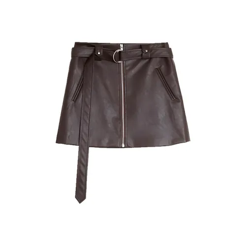 ELLE Повседневные короткие юбки Женские Кофе