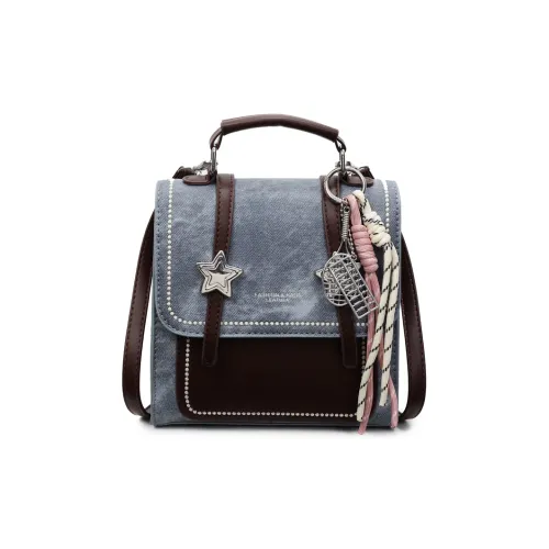 Homeboisportclub ПУ (полиуретан) Рюкзак Стандартный Женский Джинсовый Синий Экрю Темный Чай