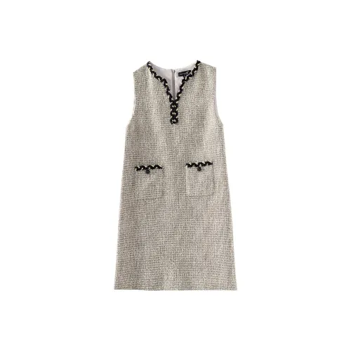 OUNIXUE Без рукавов Платье Женское Серебристый Серый