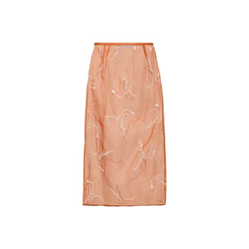 PRADA Повседневный Длинный Юбка Женские Ржаво-красный